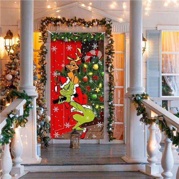 6x3 FT Christmas Door Cover, Outdoor Banner Decor for Front‎ Door Holiday Party - Picture 5 of 8